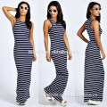Wholesale Streetwear Clothing Women Sleeveless Crew Neck Striped Fashion Tank Dress Bulk Wholesale Maxi Bohemian Dress